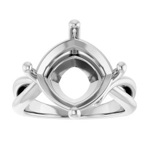 14K White Gold 12x12 mm Cushion Ring Mounting – image 6