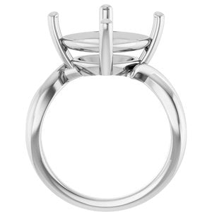 18K White Gold 12x12 mm Cushion Ring Mounting – image 4