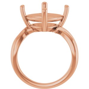 10K Rose Gold 12x12 mm Cushion Ring Mounting – image 4