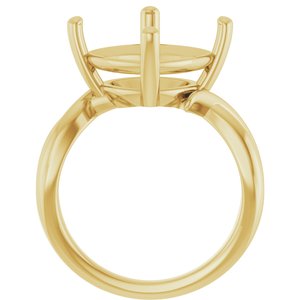 18K Yellow Gold 12x12 mm Cushion Ring Mounting – image 4