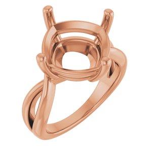 10K Rose Gold 12x12 mm Cushion Ring Mounting – image 2