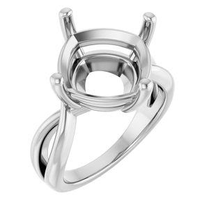 18K White Gold 12x12 mm Cushion Ring Mounting – image 2