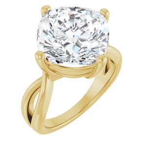18K Yellow Gold 12x12 mm Cushion Ring Mounting