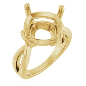 14K Yellow Gold 12x12 mm Cushion Ring Mounting – image 2