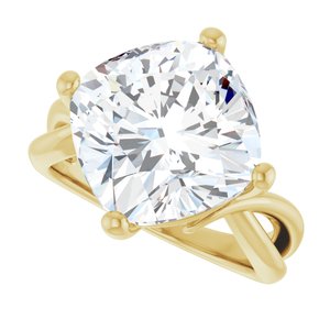 14K Yellow Gold 12x12 mm Cushion Ring Mounting – image 8