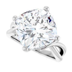 18K White Gold 12x12 mm Cushion Ring Mounting – image 8