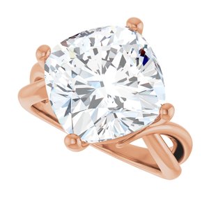 18K Rose Gold 12x12 mm Cushion Ring Mounting – image 8
