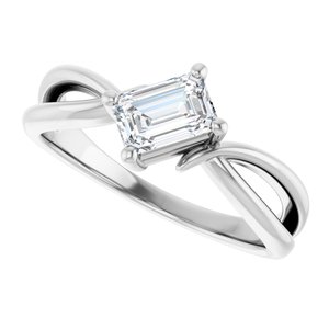 14K White Gold 6x4 mm Emerald Ring Mounting – image 8