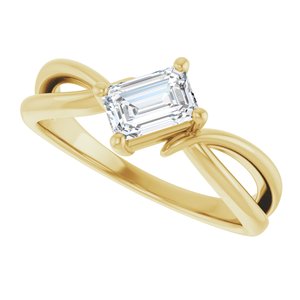 10K Yellow Gold 6x4 mm Emerald Ring Mounting – image 8