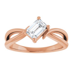 18K Rose Gold 6x4 mm Emerald Ring Mounting – image 5