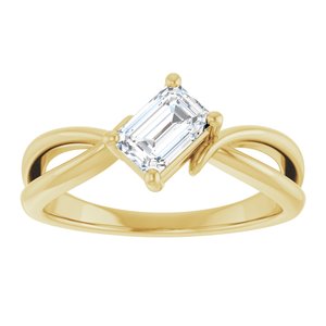 14K Yellow Gold 6x4 mm Emerald Ring Mounting – image 5