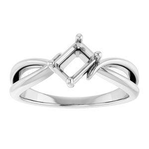 14K X1 White Gold 6x4 mm Emerald Ring Mounting – image 6