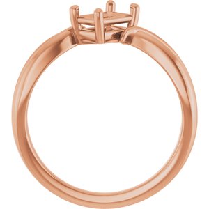 14K Rose Gold 6x4 mm Emerald Ring Mounting – image 4