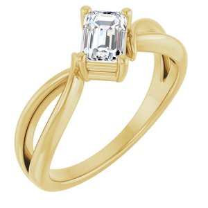14K Yellow Gold 6x4 mm Emerald Ring Mounting