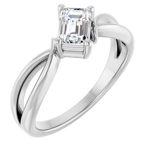 Sterling Silver 6x4 mm Emerald Ring Mounting