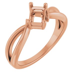 14K Rose Gold 6x4 mm Emerald Ring Mounting – image 2