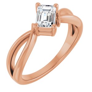 14K Rose Gold 6x4 mm Emerald Ring Mounting