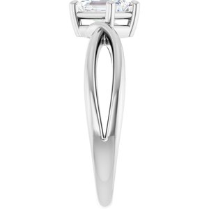14K X1 White Gold 6x4 mm Emerald Ring Mounting – image 7