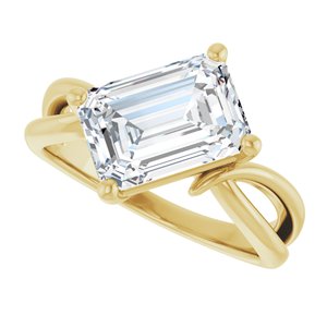 14K Yellow Gold 10x7 mm Emerald Ring Mounting – image 8