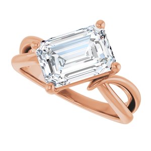 18K Rose Gold 10x7 mm Emerald Ring Mounting – image 8