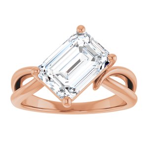 18K Rose Gold 10x7 mm Emerald Ring Mounting – image 5
