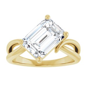 14K Yellow Gold 10x7 mm Emerald Ring Mounting – image 5