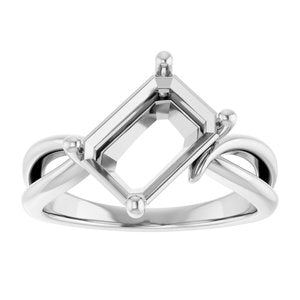 14K X1 White Gold 10x7 mm Emerald Ring Mounting – image 6