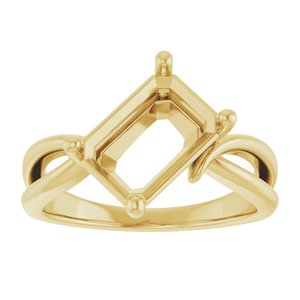 10K Yellow Gold 10x7 mm Emerald Ring Mounting – image 6