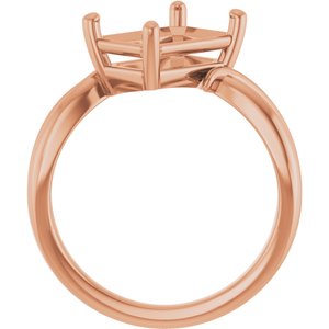 18K Rose Gold 10x7 mm Emerald Ring Mounting – image 4