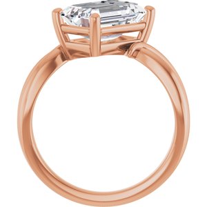 18K Rose Gold 10x7 mm Emerald Ring Mounting – image 3