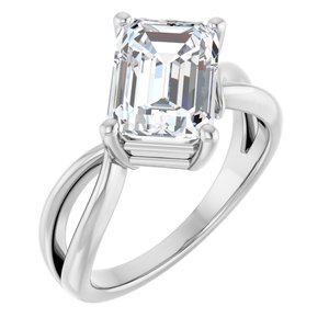 Platinum 10x7 mm Emerald Ring Mounting