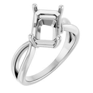 Platinum 10x7 mm Emerald Ring Mounting – image 2