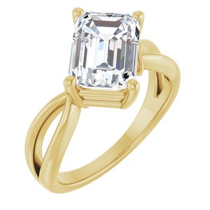 14K Yellow Gold 10x7 mm Emerald Ring Mounting
