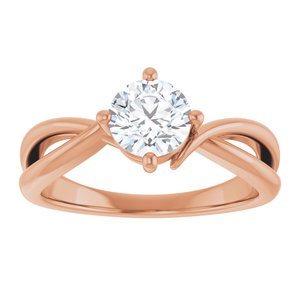 14K Rose Gold 6 mm Round Ring Mounting – image 5