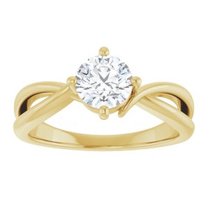 14K Yellow Gold 6 mm Round Ring Mounting – image 5