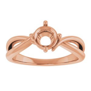 14K Rose Gold 6 mm Round Ring Mounting – image 6