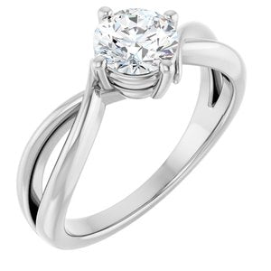 14K White Gold 6 mm Round Ring Mounting