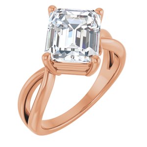 10K Rose Gold 10x8 mm Emerald Ring Mounting