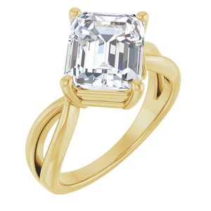 18K Yellow Gold 10x8 mm Emerald Ring Mounting