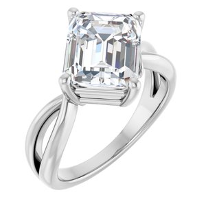 14K X1 White Gold 10x8 mm Emerald Ring Mounting
