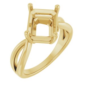 10K Yellow Gold 10x8 mm Emerald Ring Mounting – image 2