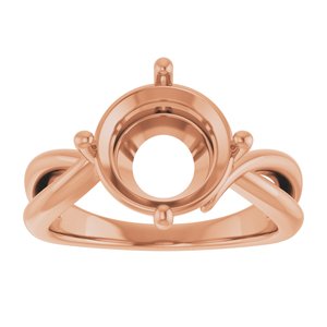 14K Rose Gold 10 mm Round Ring Mounting – image 6