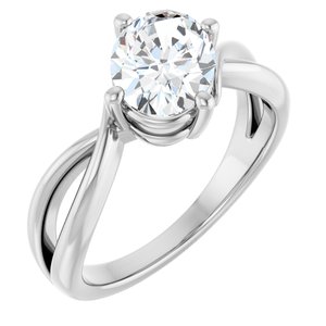 14K White Gold 8.5x6.5 mm Oval Ring Mounting