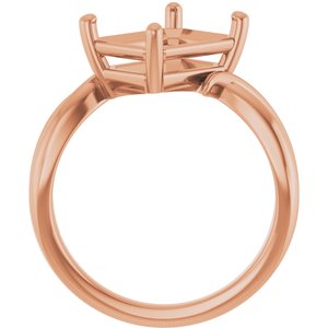10K Rose Gold 10x8 mm Emerald Ring Mounting – image 4