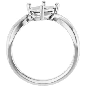 14K White Gold 8.5x6.5 mm Oval Ring Mounting – image 4