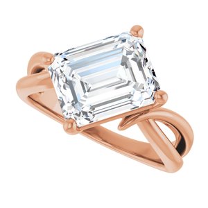 14K Rose Gold 10x8 mm Emerald Ring Mounting – image 8