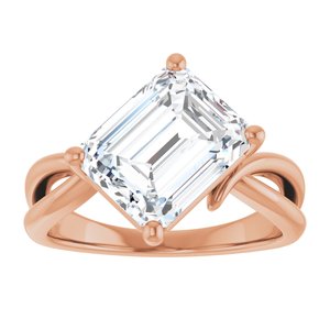 10K Rose Gold 10x8 mm Emerald Ring Mounting – image 5