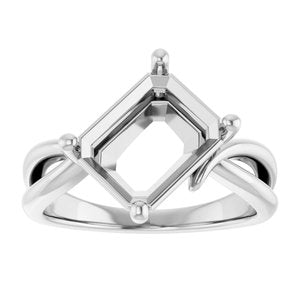 14K X1 White Gold 10x8 mm Emerald Ring Mounting – image 6