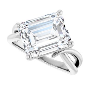 14K X1 White Gold 11x9 mm Emerald Ring Mounting – image 8