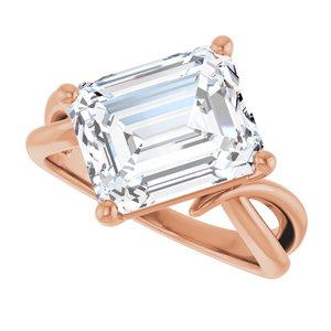 18K Rose Gold 11x9 mm Emerald Ring Mounting – image 8